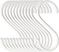HiGift 24 Pack 5 Inch White S Hooks for Hanging Plants, Large Vinyl Coated, Non Slip Heavy Duty, Metal Rubber Coated Closet S Hooks