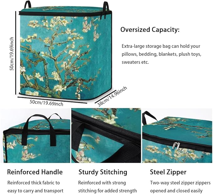 2pcs closet organizers and storage under bed,clothing blanket sweater sheet bedding comforter duvet quilt pillow toy storage bags with lids,dorm room essentials for containers 95L