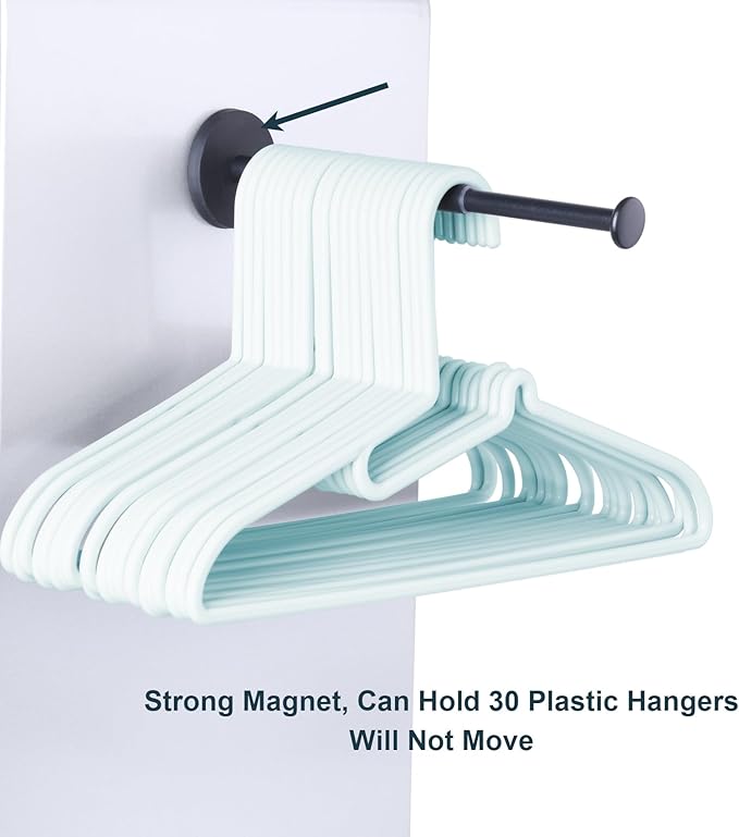 Magnetic Hanger Organizer Rack, Extendable Clothes Hanger Stacker for Washing Machine or Dryer, Space Saving Hanger Storage Holder, Keep Clothes Hangers in Hand, Black, Pack of 2