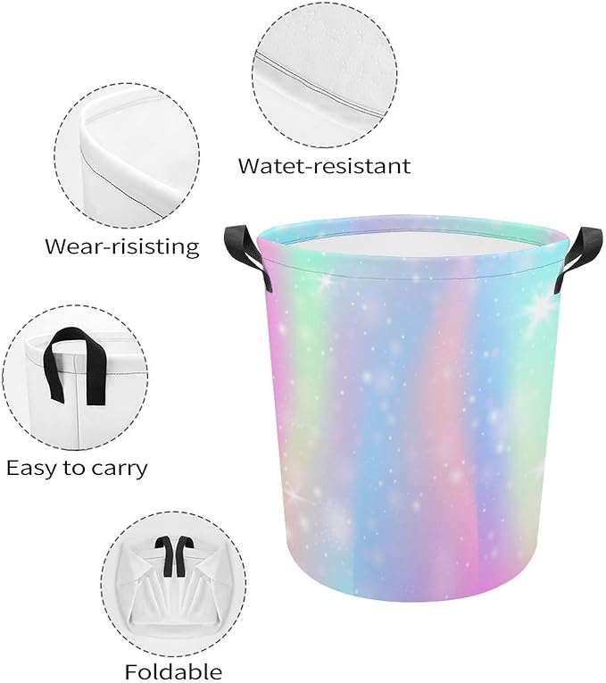 Rainbow Unicorn Laundry Basket Girls Hamper Dirty Clothes Basket Organizer Girls Bedroom Decor