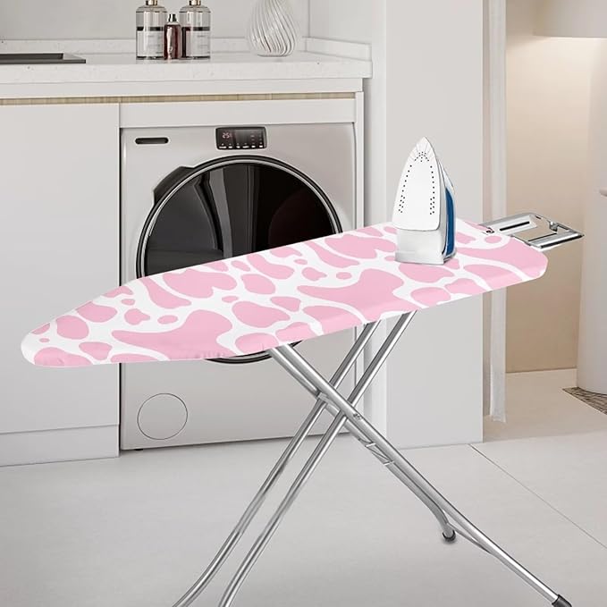 SEANATIVE Pink Cow Print Ironing Board Cover Standart Size 15 X 54 inches, Tabletop Ironing Board Cover Cute Replacement Cover, Adjustable Elastic Edge Fit