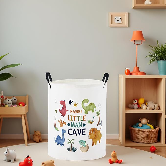 Baby Laundry Basket Baby Nursery Hamper Kids Laundry Basket Toy Storage Bin for Boys Room Decor Gift Baskets for Bedroom Bathroom(Dinosaur)