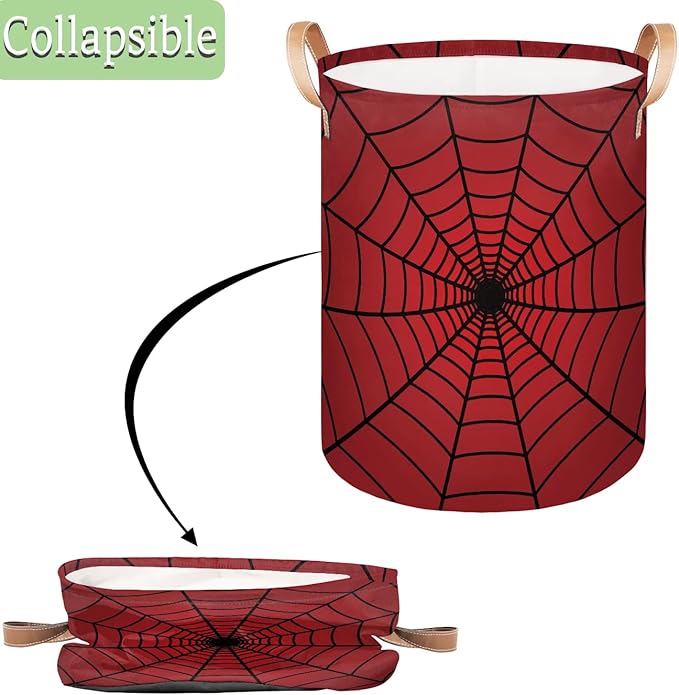 Dirty Clothes Hamper for Boys Laundry Basket Spider Web Collapsible Large Round Storage Bin Organizer for Living Room Bedroom Playroom