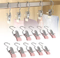 2024 New Space-Saving Clothespin Hat Pants Storage Hanging Travel Hook, Portable 360 Rotating Stainless Steel Hanging Hook Clips Towel Clips, Multifunctional Home Travel Hangers (Pink, 50PCS)