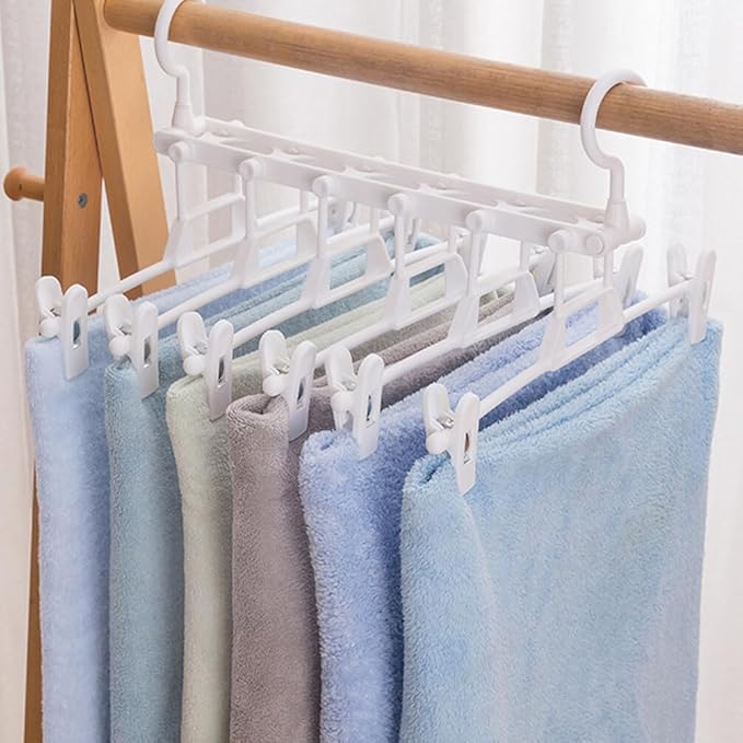 DOITOOL 1Pc Multilayers Pants Hanger Multi-Function Folding Clothes Rack for Skirts and Trousers Clip Design Ergonomic and Fall-Resistant for Wardrobe Organization