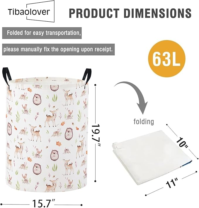 Baby Laundry Basket Baby Nursery Hamper Kids Laundry Basket Toy Storage Bin for Boys Room Decor Gift Baskets for Bedroom Bathroom(Fall Animal)