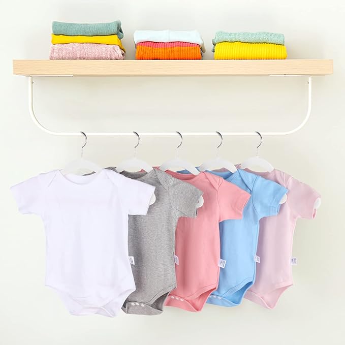 Tinfol Kids Velvet Hangers 30Pack, 14inch White Non-Slip Childrens Felt Hangers - Small Space Saving Clothes Hanger with 6pc Velvet Clips for Toddler' Clothes