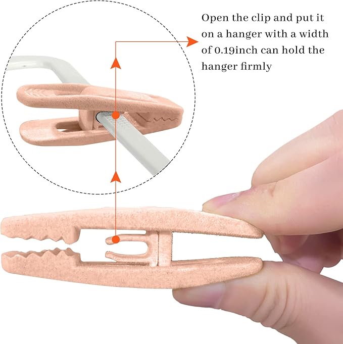 Andiker 20PCS Pink Velvet Hanger Clips, Non-Slip Strong Finger Flocked Clips for Thin Velvet Hangers Suit Pants Trousers Skirt