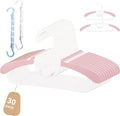 30 Pack Baby Kids Clothes Hangers Adjustable Stackable for Infant to Children - Thick Plastic, Non-Slip, Space Saving, Pink