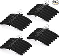 Jetec 24 Pieces Satin Padded Hangers with 360° Swiveling Hook Sponge Shoulder Pads Hanger for Coat, Sweaters, Blouse, Wedding Dress, Women Cloths (Black)