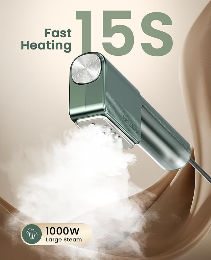 Jack ＆ Rose Travel Steamer For Clothes,110-230V,0.9Ib Light,9 * 2.6in Small Mini Travel Size,Steamer Iron 2 in 1,15s Heat-Up,Ceramic Heat Panel,For Global ＆ Europe Traveling