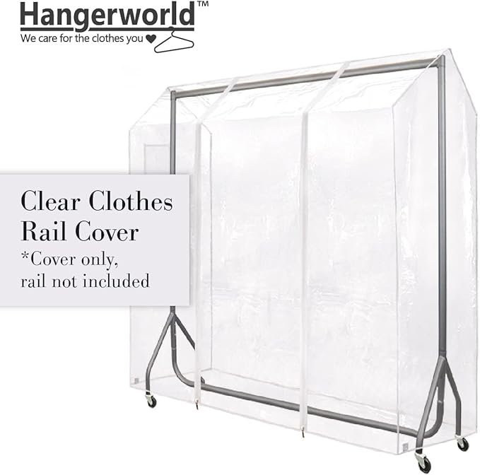 HANGERWORLD 5ft Clothes Garment Rack Cover for Open Closet Clear Showerproof COVER ONLY (60"x24"x65")