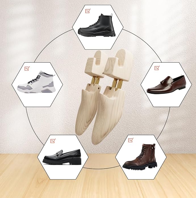 Wooden Shoe Tree for Men Women, Shoe Trees for Sneakers Leather Shoe Shaper for Wide Feet
