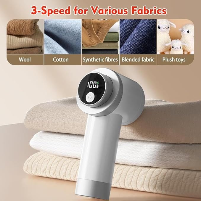 Electric Lint Remover, 1 Count USB Rechargeable 3-Speed Settings Lint Cleaner with LED Display, Household Fabric Shaver for Clothes (Gold)