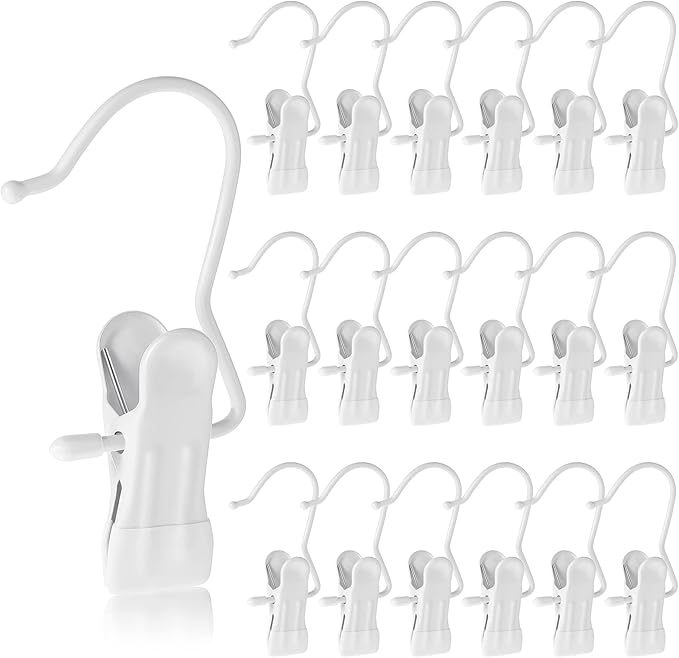 Hotop 36 Pieces Boot Hanger Clips for Closet, Laundry Hanging Hooks Heavy Duty Clips Boot Holder Portable Single Hooks Space Saving for Pants Jeans Clothes Hats Tall Towels (White)