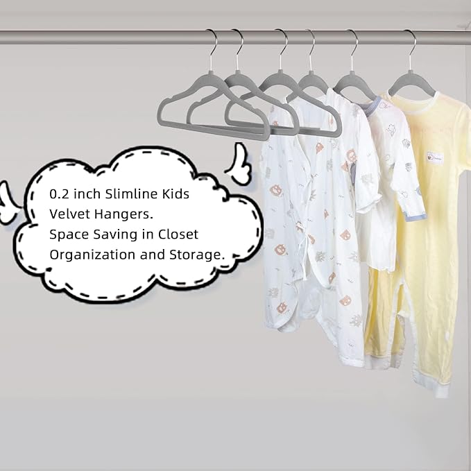 GoodtoU Kids Velvet Hangers,30 Pack Baby Hangers for Closet Non Slip Velvet Clothes Hanger Coat Hangers for Toddler Children Infant Hanger (Dark Grey 30Pack)