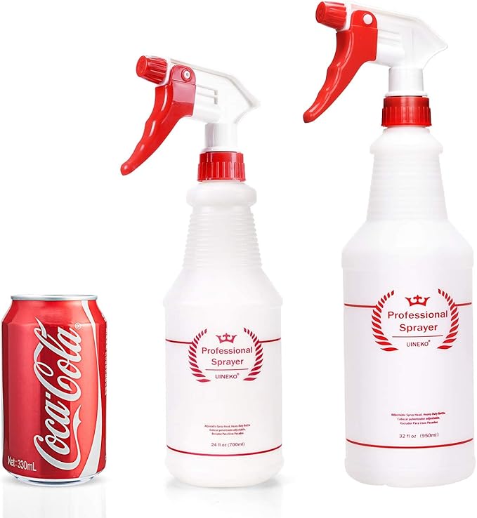 Plastic Spray Bottle (4 Pack, 32 Oz, All-Purpose) Heavy Duty Spraying Bottles Leak Proof Mist Empty Water Bottle for Cleaning Solution Planting Pet with Adjustable Nozzle and Measurements