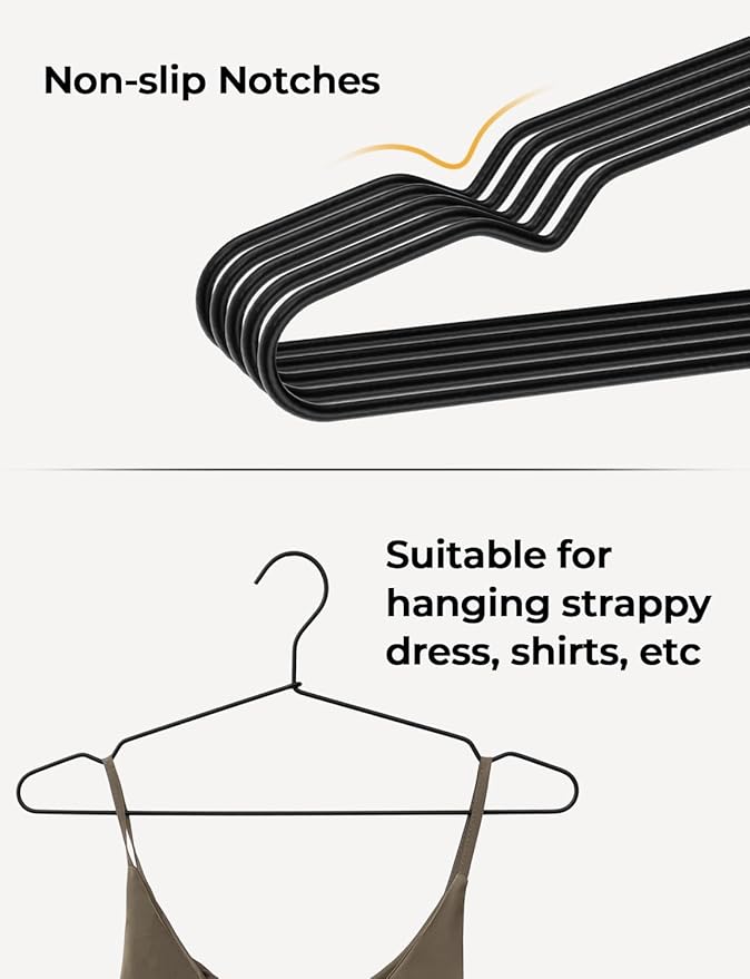 StorageWorks 4mm Super Thick Metal Wire Hangers, Heavy Duty Stainless Steel Clothes Hangers for Coats, Shirts Jackets, Pants, Suits, Space Saving Black Hangers for Closet, 20 Pack
