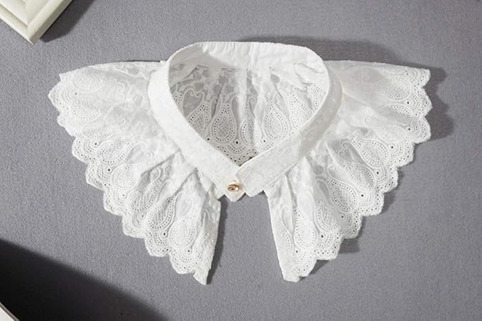 YAKEF Lady Half-Shirt Blouse Detachable Lace Chiffon Fake Collars Dicky Collar Faux Collar
