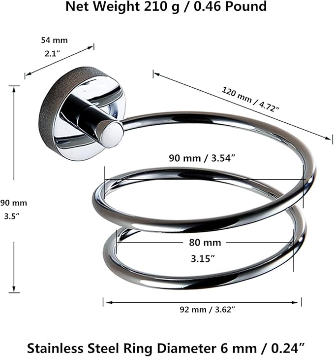 Hair Dryer Holder Stainless Steel Chromed (Silver)