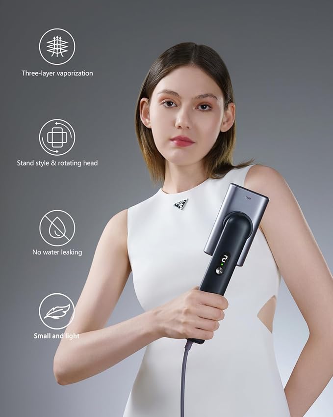 G9 Pro Smart Handheld Steamer for Clothes – Global Voltage Adaptation(100-240V), Palm-Sized & Lightweight (1lb), Dual Steam Modes, Easy Wrinkle Remover, Auto Shut-Off, Travel & Home Double Use (Metal)