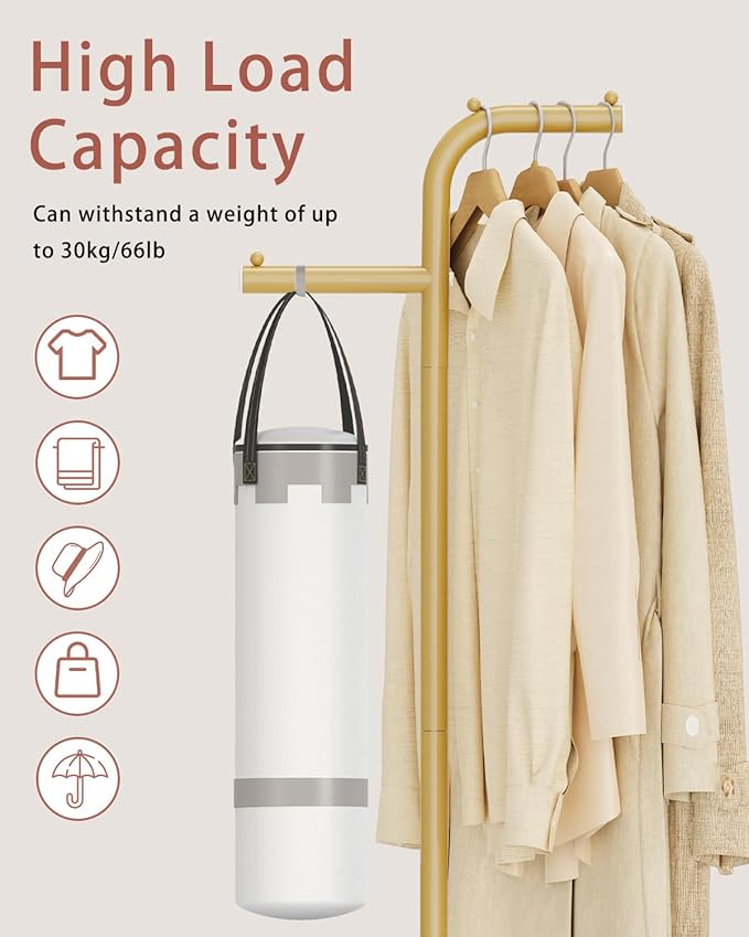 Coat Tree Freestanding, Modern Sturdy Clothes Hanger with Rock Slab Base, Heavy-duty Metal Hat Rack for Boutiques, Hallway, Entryway, 68.9 Inches High, Gold, GYJ012WJ