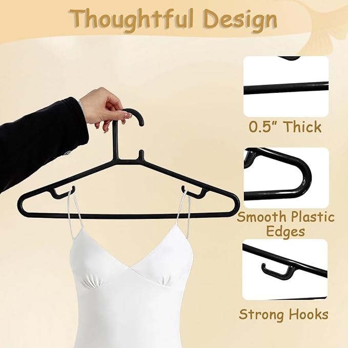 Urby Extra Wide Hangers for Plus Size Clothes, 19 Inch Plus Size Hangers, Durable Space-Saving Plastic Hanger for Oversized or XL, XXL Shirts, Coats, Etc. Black 20PK