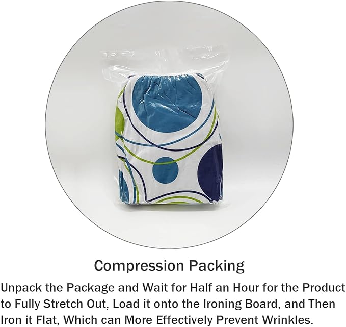 Ironing Board Cover and Pad Standard Size 15" x 54",3 Pairs of Hook and Loop Fastener Straps,Elastic Edges,Cotton Iron Board Cover with Scorch Resistant Thick Padding(Colored Circle)