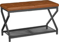 HOOBRO 29.5" L Shoe Bench, Shoe Rack Bench with PU Leather Cushion, Shoe Storage Organizer for Front Door Entrance, 2-Tier Entryway Bench for Small Space, Loads 300 lb, Whiskey Brown CB24HX01