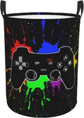 Game Joystick Round Laundry Hamper Gaming Storage Basket Toys Clothes Organizer Bin For Home Bathroom Bedroom Dorm Nursery, 38l