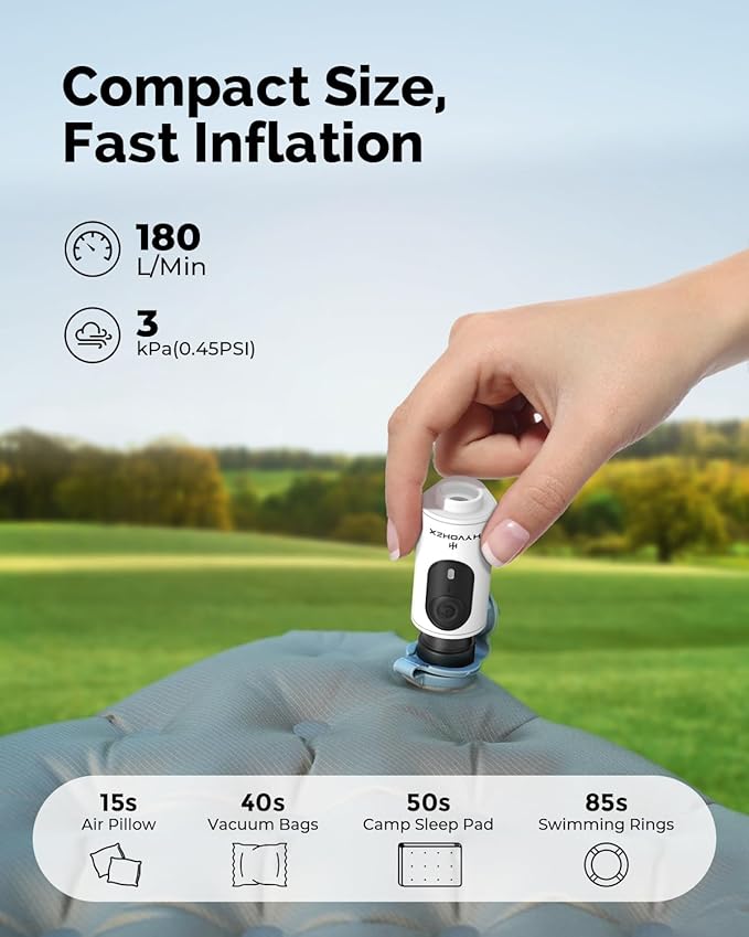 Portable Air Pump for Inflatables, 2oz Ultra-Fast Mini Electric Air Pump with Rechargeable to Inflate Deflate, Air Mattress Pump Perfect for Camping, Pool Floats, Sleeping Pads