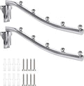 Wall Mounted Folding Garment Hooks, Foldable Wall Mount Clothes Drying Rack, 2 Pack Stainless Steel Swing Arm Hook Holder Clothing Laundry Hanger Dryer Rack Closet Rod Storage for Bedroom Bathroom