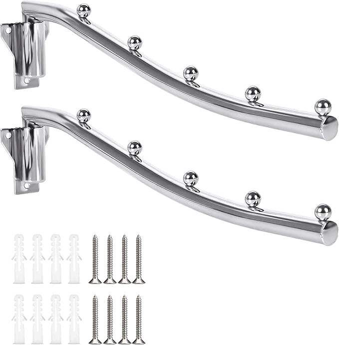 Wall Mounted Folding Garment Hooks, Foldable Wall Mount Clothes Drying Rack, 2 Pack Stainless Steel Swing Arm Hook Holder Clothing Laundry Hanger Dryer Rack Closet Rod Storage for Bedroom Bathroom