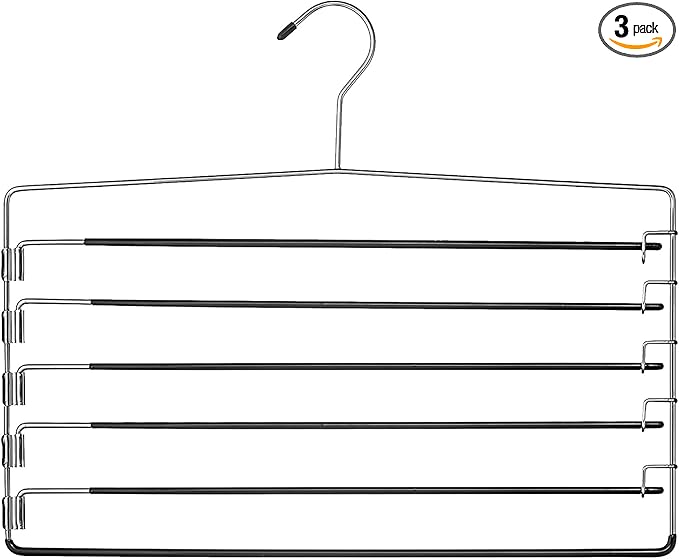 Pants Organizer for Closet ganchos para Pantalones 8 Tier Space Saving Metal Closet Organizer Pant Hangers for Women, Foldable Hangers for Pants (3, 6 Tier)