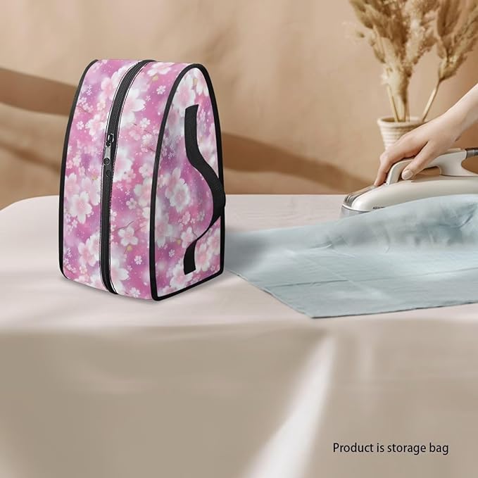 Pink Cherry Blossom Iron Portable Storage Bag for Travel Full Size Iron Tote Bag Compatible with Mini Project Steam Irons Portable Iron Protective Cover