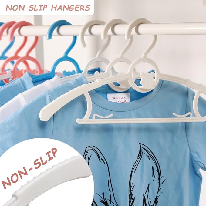 Baby Hangers for Nursery Closet 40 Pack Plastic Kids Clothes Hanger Space Saving Non Slip Extendable Toddler 11-14” Adjustable Hangers Heavy Duty Clothing Infant Hanger Bulk, White