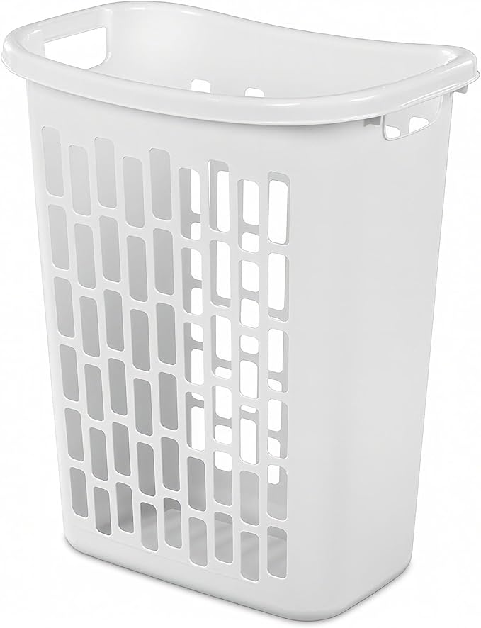 3-Pack Tall & Slim Open Heavy-Duty Plastic Laundry Hamper with Reinforced Handles for Easy Clothes Transport, 1.8 Bushels Capacity, Suitable for Bedroom Closets, Dorm, Laundry Room, Bathroom, White
