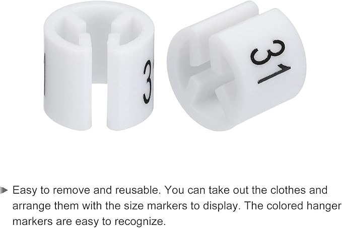 MECCANIXITY Clothes Hanger Marker Colored Hanger Sizer Garment Markers Tag (Number 31, White) for Garment Clothing Color Coding, Pack of 100 Pcs