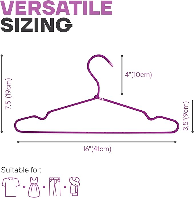 10-Pack of Fabric-Wrapped Metal Hangers Features a Strong Metal Frame, Soft Fabric Coating, Non-Slip Design, preventing Damage, and Providing Secure, Space-Saving Garment Storage. (Purple)