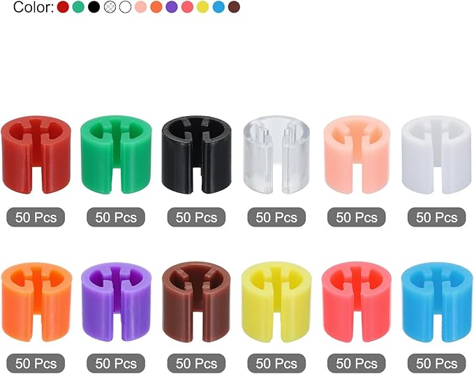 MECCANIXITY Clothes Hanger Markers Blank Tags Fit 3.5mm Rod for Garment Color Coding Black 12 Multicolor 600pcs