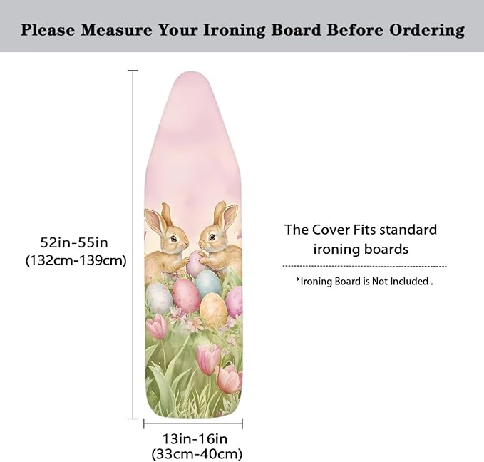 Cute Bunny Ironing Board Cover Standard Size Tulip Ironing Board Pad Ironing Board Dust Cover Home Accessories Decor Easter Iron Board Cover Pad Replacement