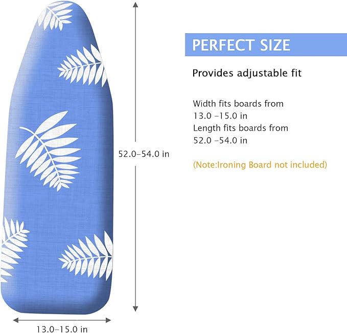 SheeChung Ironing Board Cover and Pad 15x54,Thick Ironing Board Cover with Padding Standard Size,Heavy Duty Iron Pad Cover with Elastic Edge & Adjustable Fastener,Full Size Scorch Resistant Padding