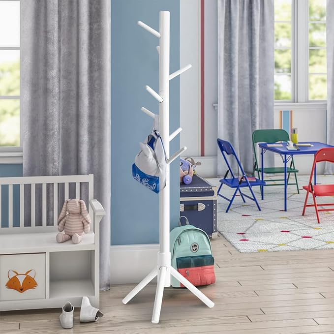 OYI Kids Coat Rack Clothing Coat Tree Sturdy coat rack Freestanding Kids Coat Hanger Stand No Tools Required Easy to Assembly Children Clothes Hat Bag Organizing in Room Entryway (white)