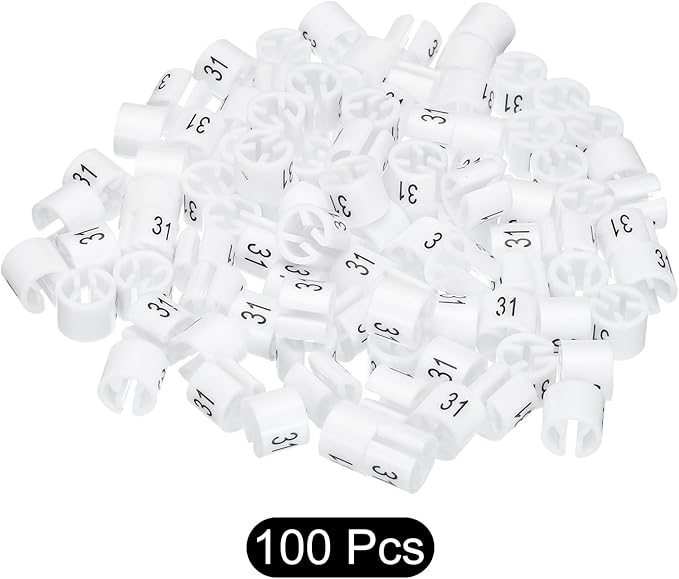 MECCANIXITY Clothes Hanger Marker Colored Hanger Sizer Garment Markers Tag (Number 31, White) for Garment Clothing Color Coding, Pack of 100 Pcs
