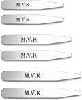 PiercingJ 6PCS Free Engraving - Personalized Custom Stainless Steel Collar Stays for Men Business Wedding Dress Shirts 3 Sizes Set Regular 2.2, 2.5, 2.75 Inch + Gift Box