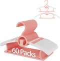 Baby Hangers, 11-14 Inch Extendable Kid Hangers - 60 Pack, Non-Slip, Stackable, Space Saving, Pink