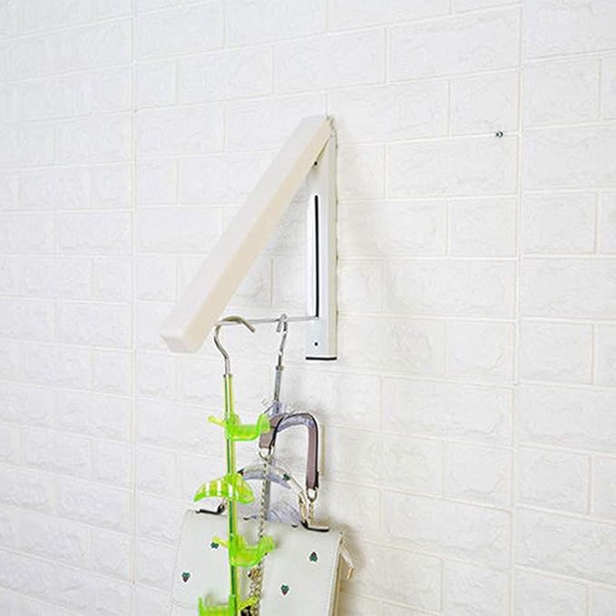 Folding Clothes Hanger Rack, Clothes Laundry Drying Rack Wall Mounted, Retractable Garment Hanger, Easy to Install, Strong Load-Bearing, Collapsible Clothes Dry Rack for Balcony, Bedroom, White