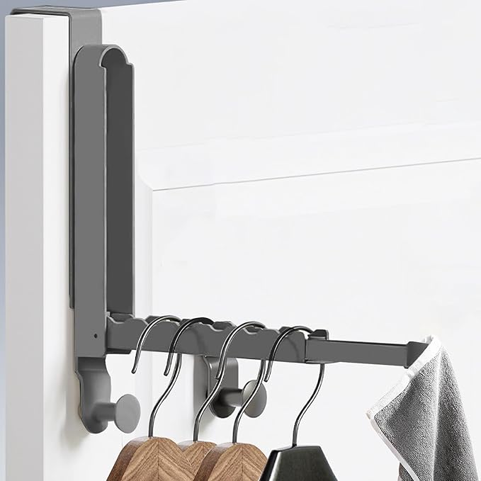 Over The Door Hanger Hooks for Clothes Small Portable Storage Hooks, Over The Door Clothes Drying Rack for Laundry Heavy Duty Foldable Clothes Organizer Coat Towels Hanging Rack