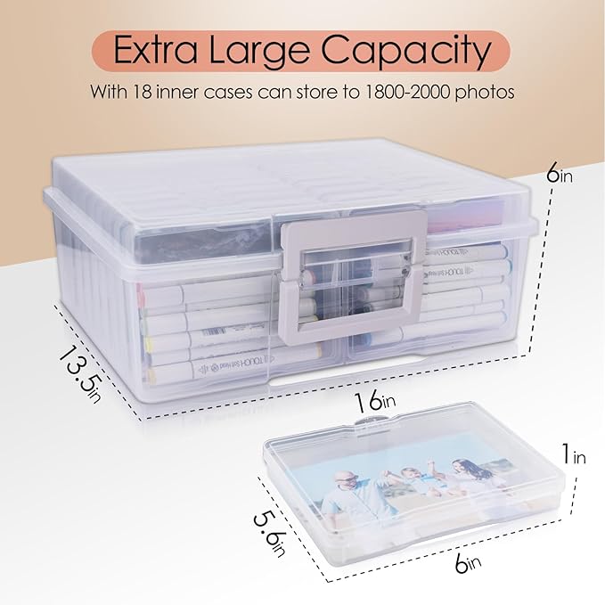 Photo Storage Box 5" x 7", Extra Large Photo Organizer Storage Container with 18 Inner Case, Seed Organizer Craft Storage Box Pictures, Arts, Crafts, Sewing, Stickers, Seeds, Office Supplies