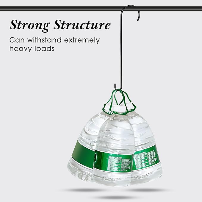 12 Pack 24 Inch Long S Hooks for Hanging Plants, Heavy Duty Metal Tree Branch Hangers Extenders for Bird Feeders Flower Baskets Wind Chimes Black Vinyl Coated Garden Hook